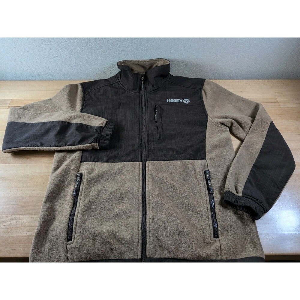 Hooey Mens Medium Tech Jacket Brown Full Zip Fleece Western Outdoor Wear